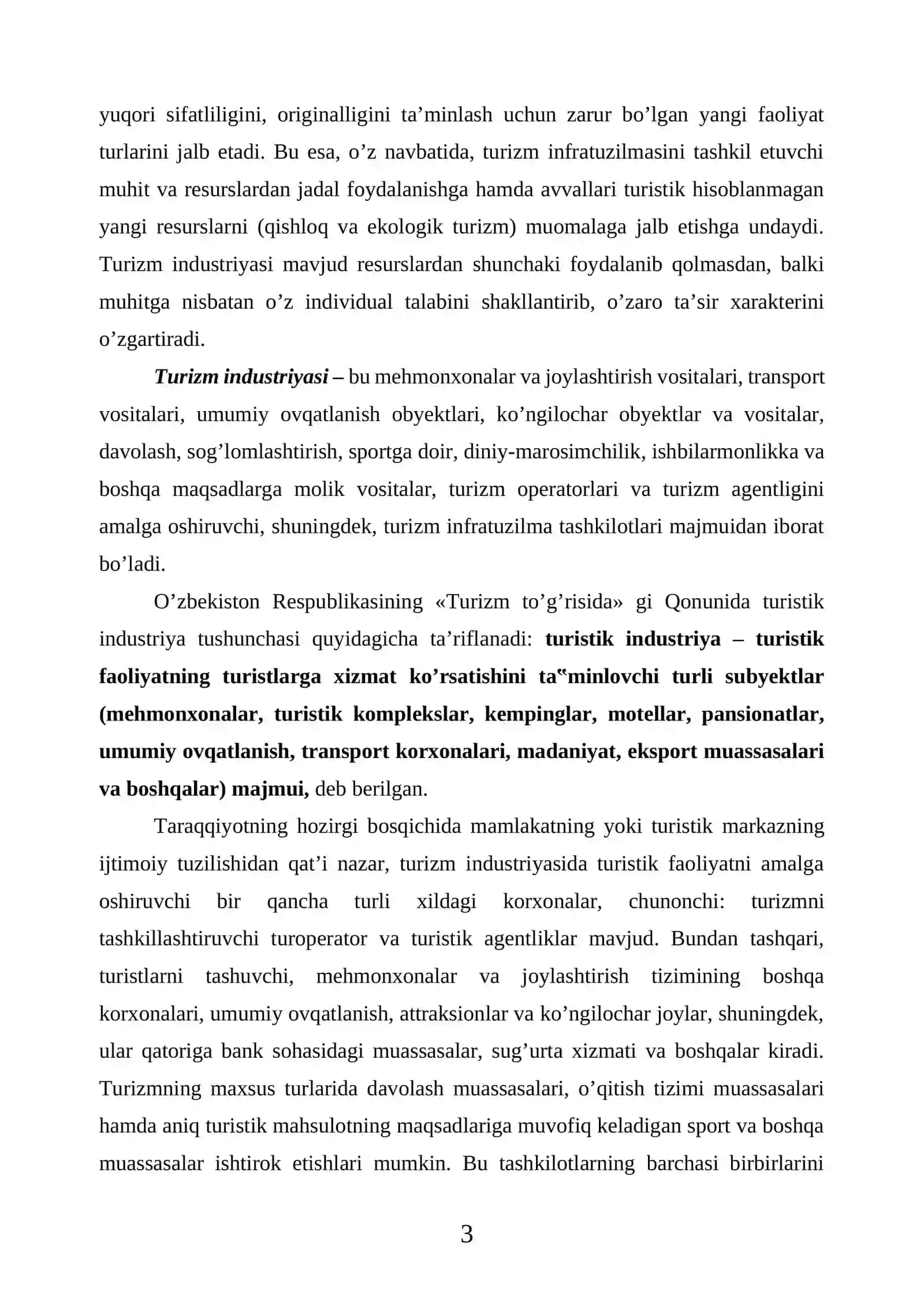 Turizm industriyasi va infratuzilmasi 3