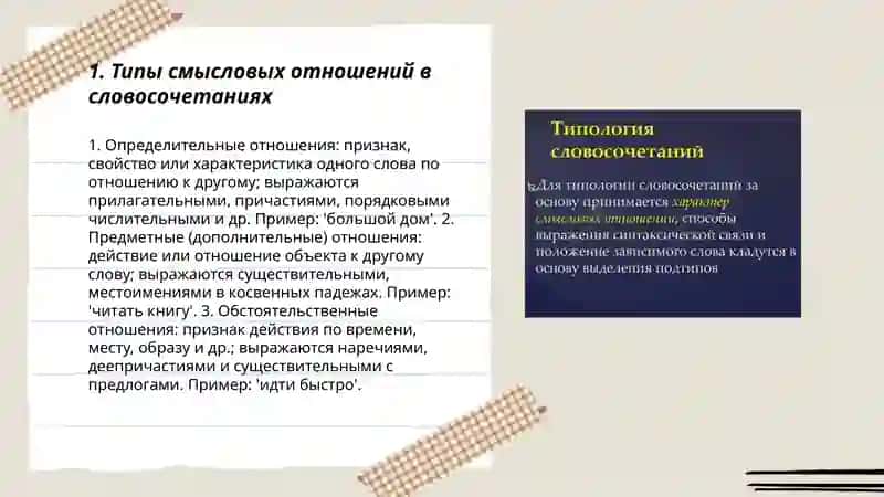 Смысловые отношения в словосочетаний 3