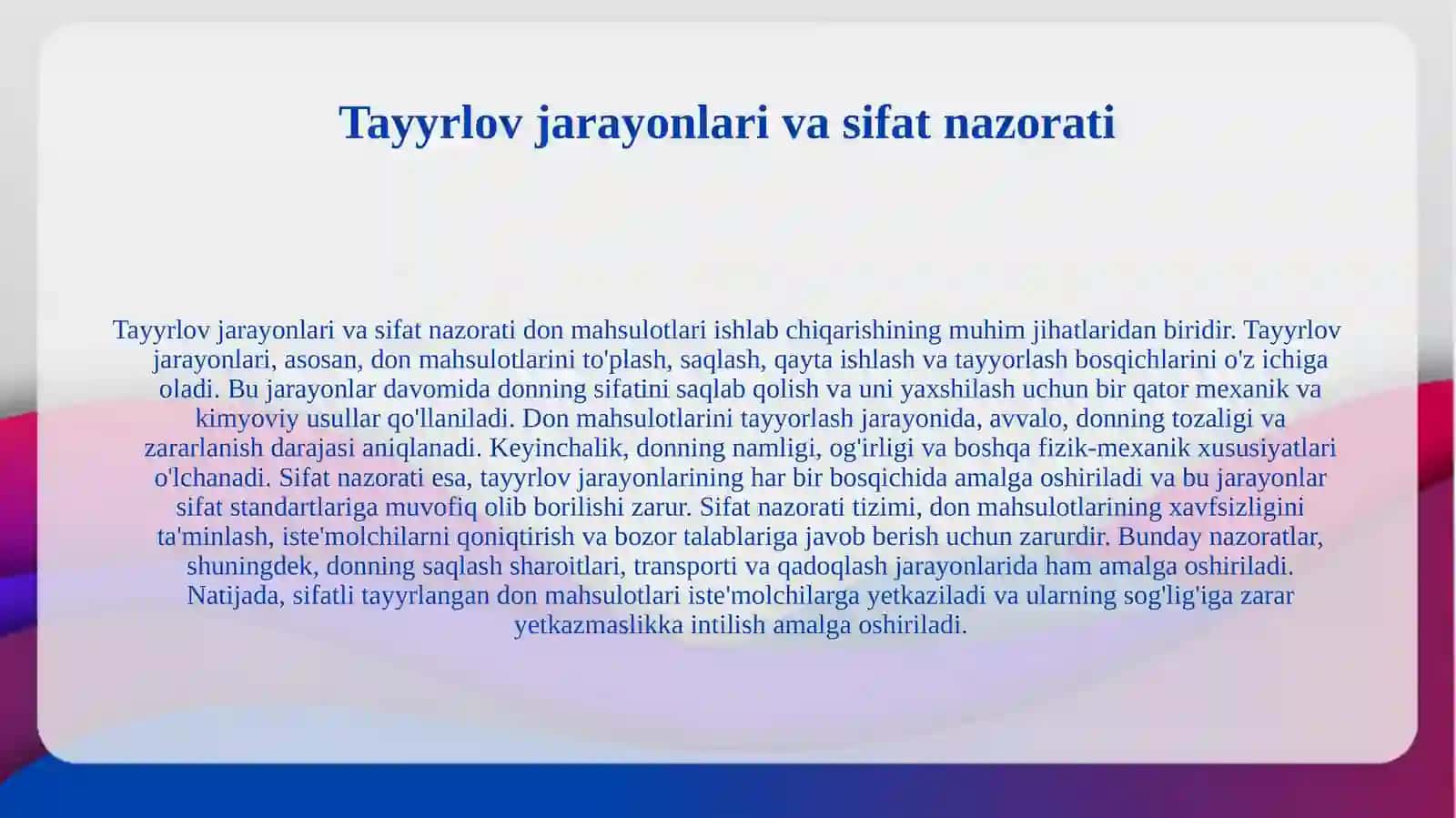 Tayyorlov sehi haqida (don mahsulotlari) 3