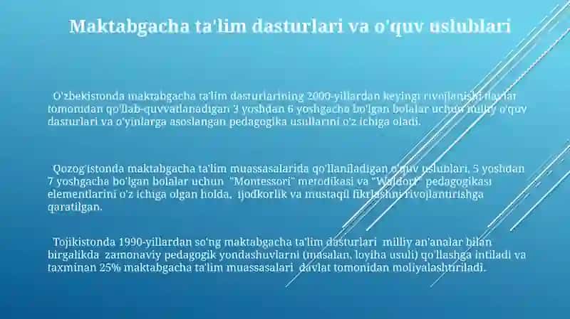 O'zbekistonda maktabgacha ta'lim rivojlanishi davri 3