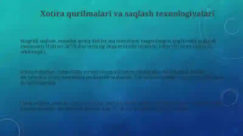 Xotira qurilmalari va ma’lumot uzatish vositalari 3