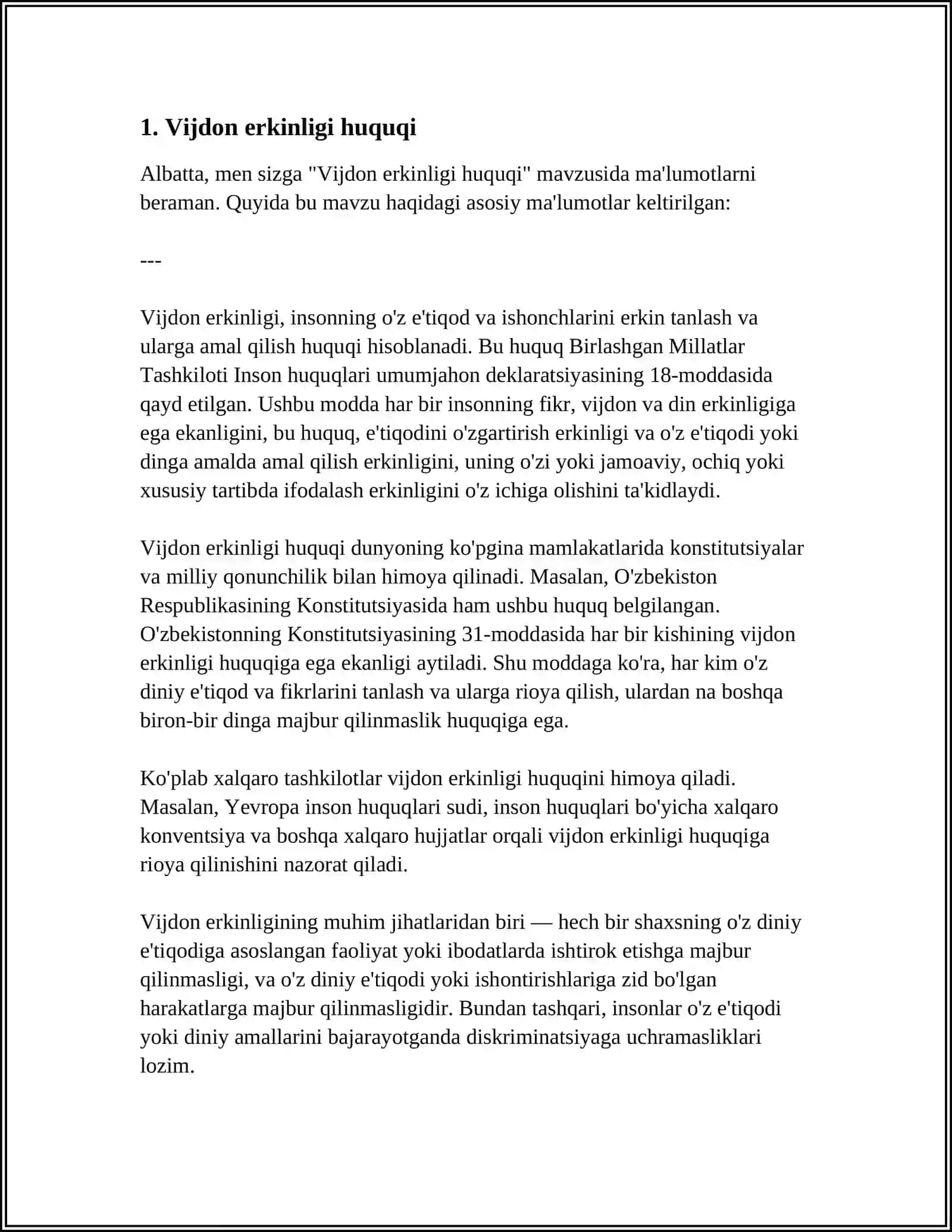MUSTAQIL ISH Mavzu: VIJDON VA ETIQOD ERKINLIGI 3