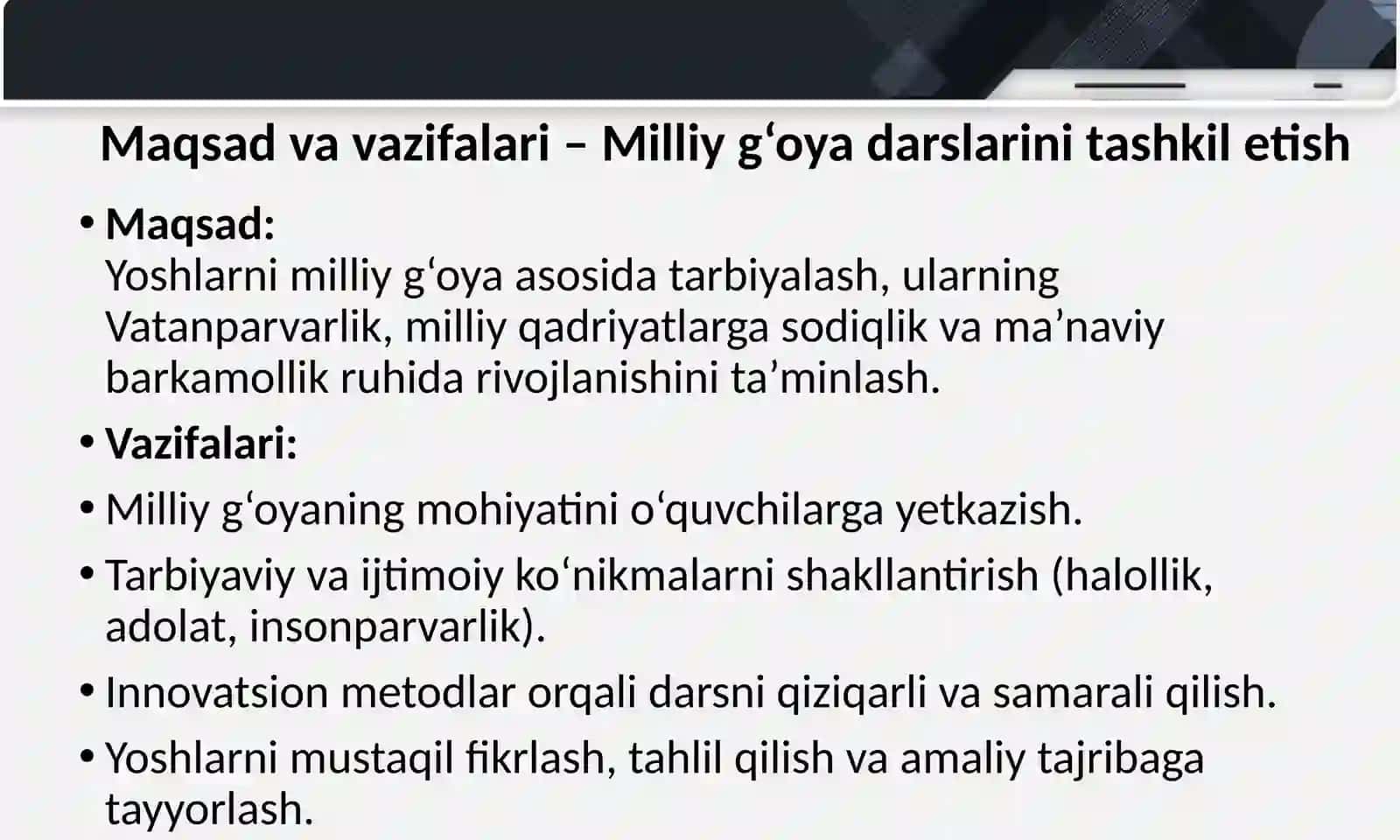 Milliy g'oya darslarini tashkil etishning inovatsion usullari 3