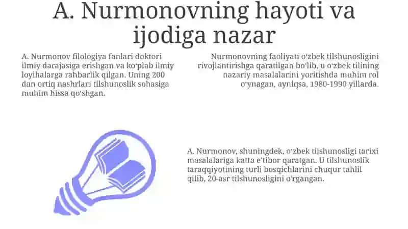 A.Nurmonovning "Oʻzbek tilshunosligi tarixi" asari bilan tanishish 3