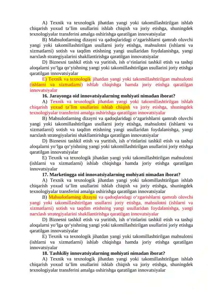 Innovatsion testlar 3