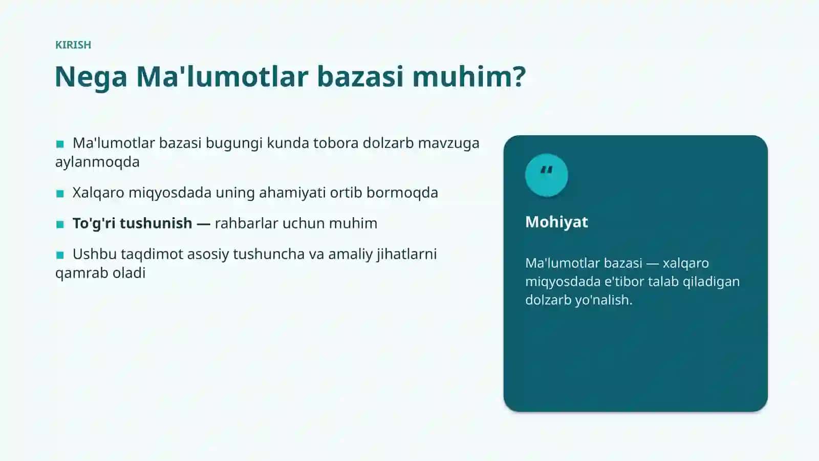 Ma'lumotlar Bazasi 3