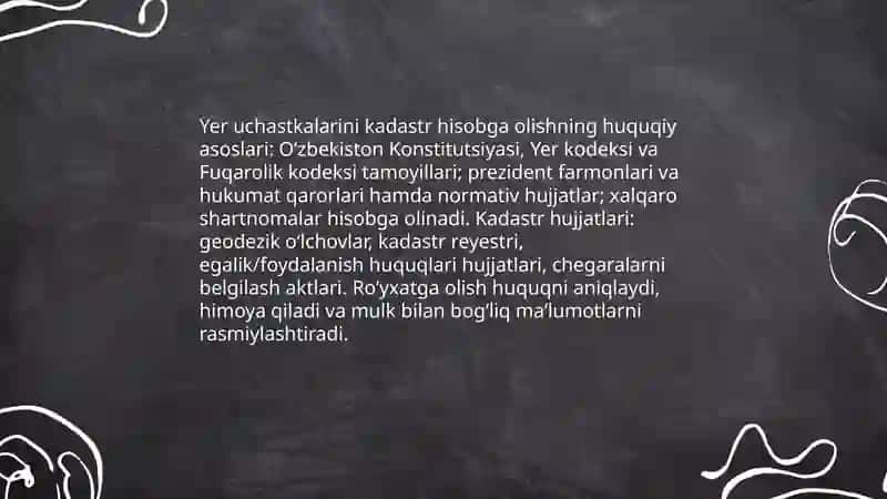 Yer uchastkalarining xisobini yaratish va yuritish 3