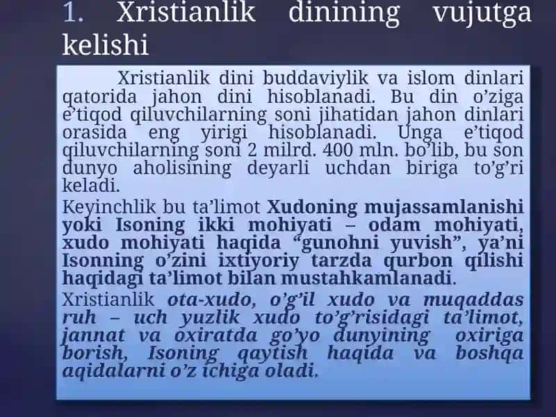 XRISTIAN DINI TARIXI VA ASOSIY G`OYALARI 3