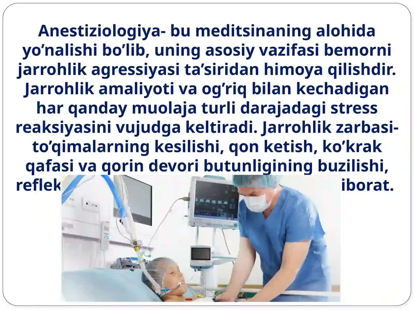 Bemorni umumiy narkozga tayyorlash. Bemorni oshqozonini yuvish uchun tayyorlash 3
