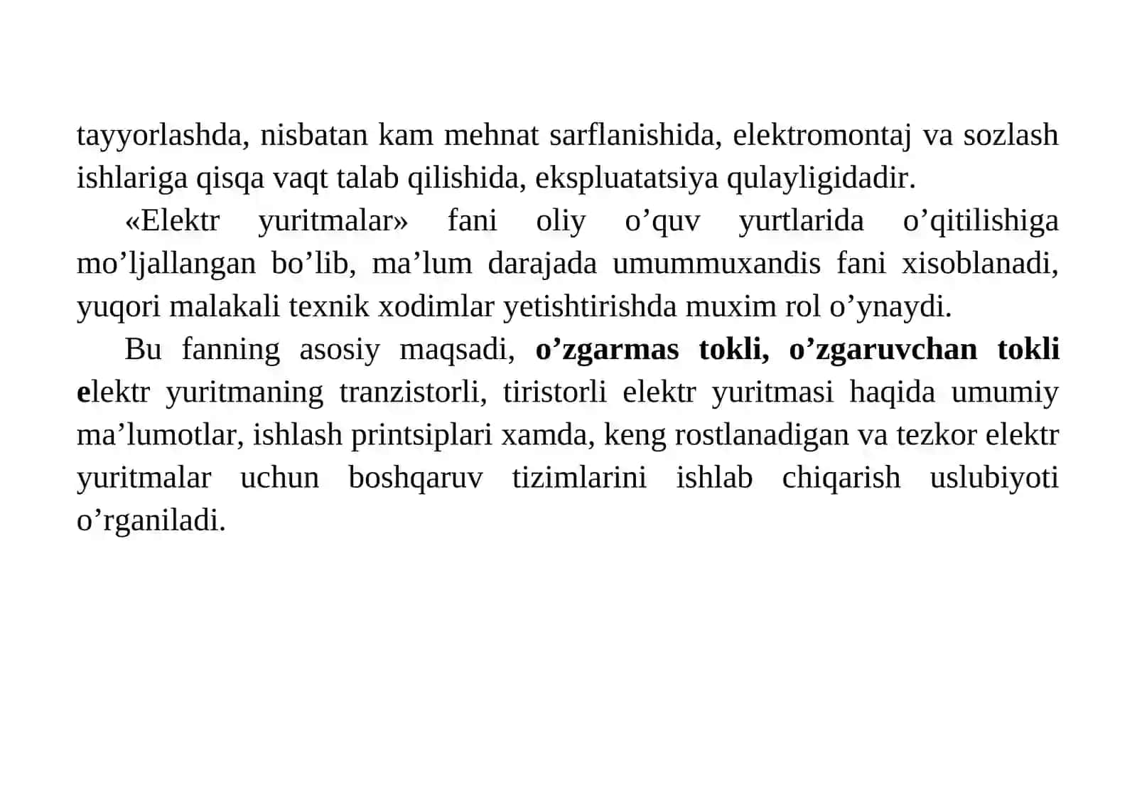 O’ZGARMAS TOK ЕLEKTR YURITMASI 3
