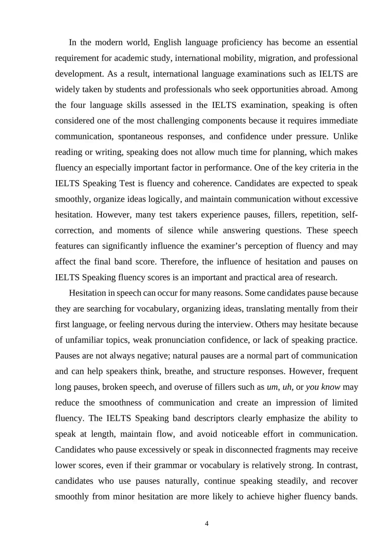 The Influence of Hesitation and Pauses on IELTS Speaking Fluency Scores 3