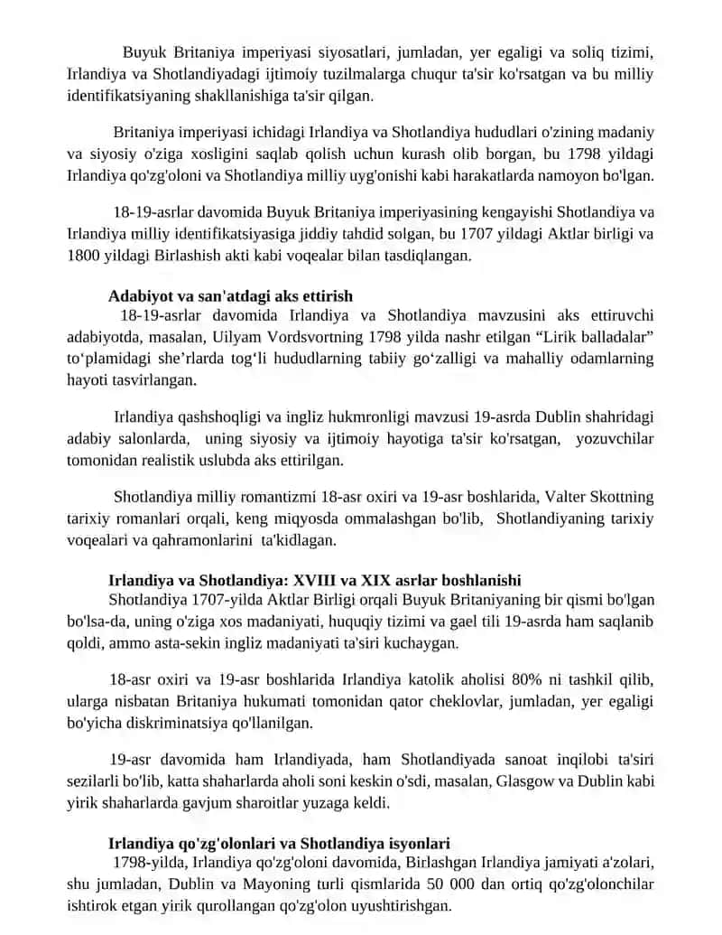 XVIII-XIX- Irlandiya va Shotlandiya masalasi 3