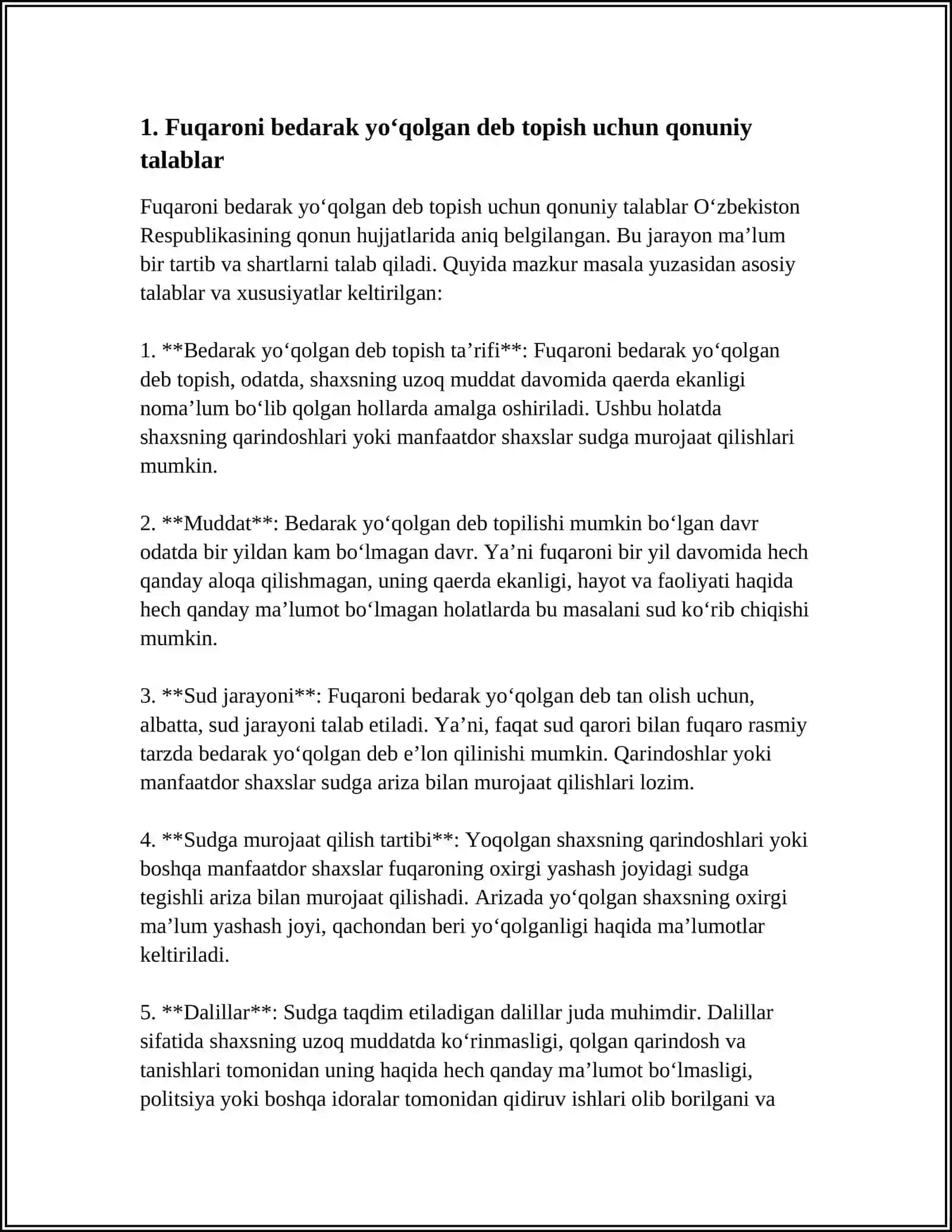 FUQARONI BEDARAK YOʻQOLGAN DEB TOPISH VA VAFOT ETGAN DEB TOPISH 3