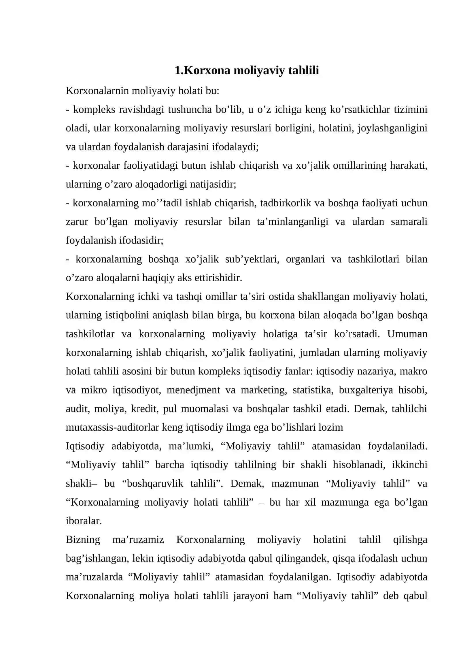 Korxona moliyaviy holatining tahlili 3