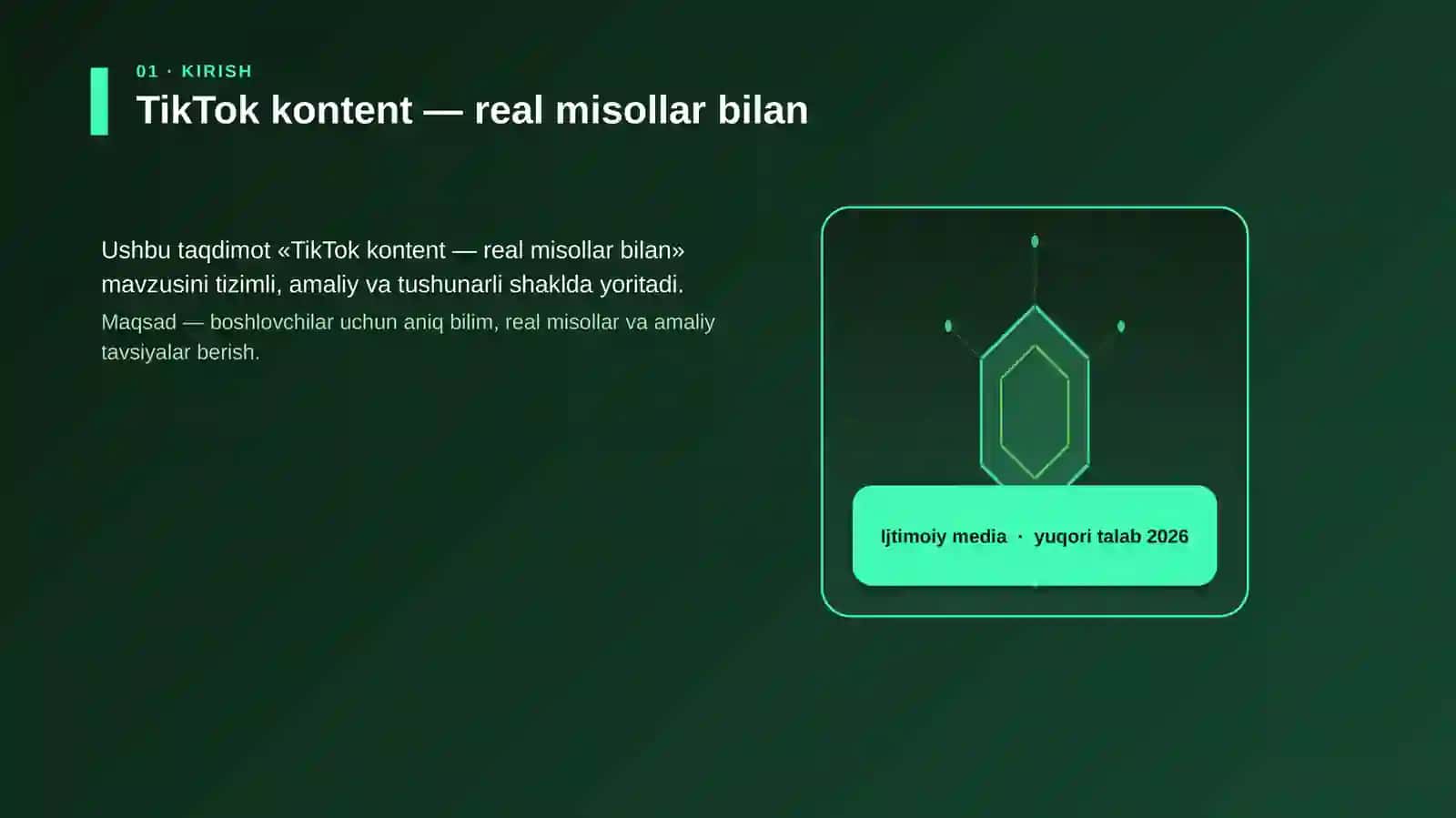 TikTok kontent — real misollar bilan 3