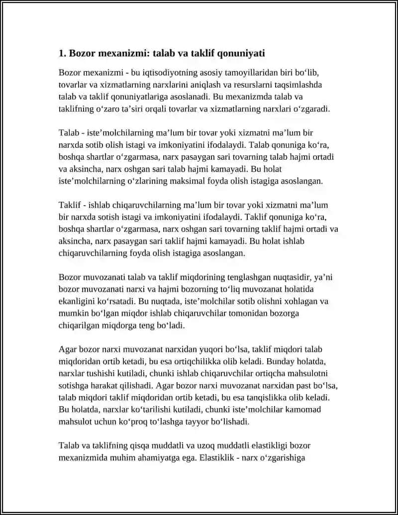 Bozor mexanizmi: talab va taklif qonuniyati 3