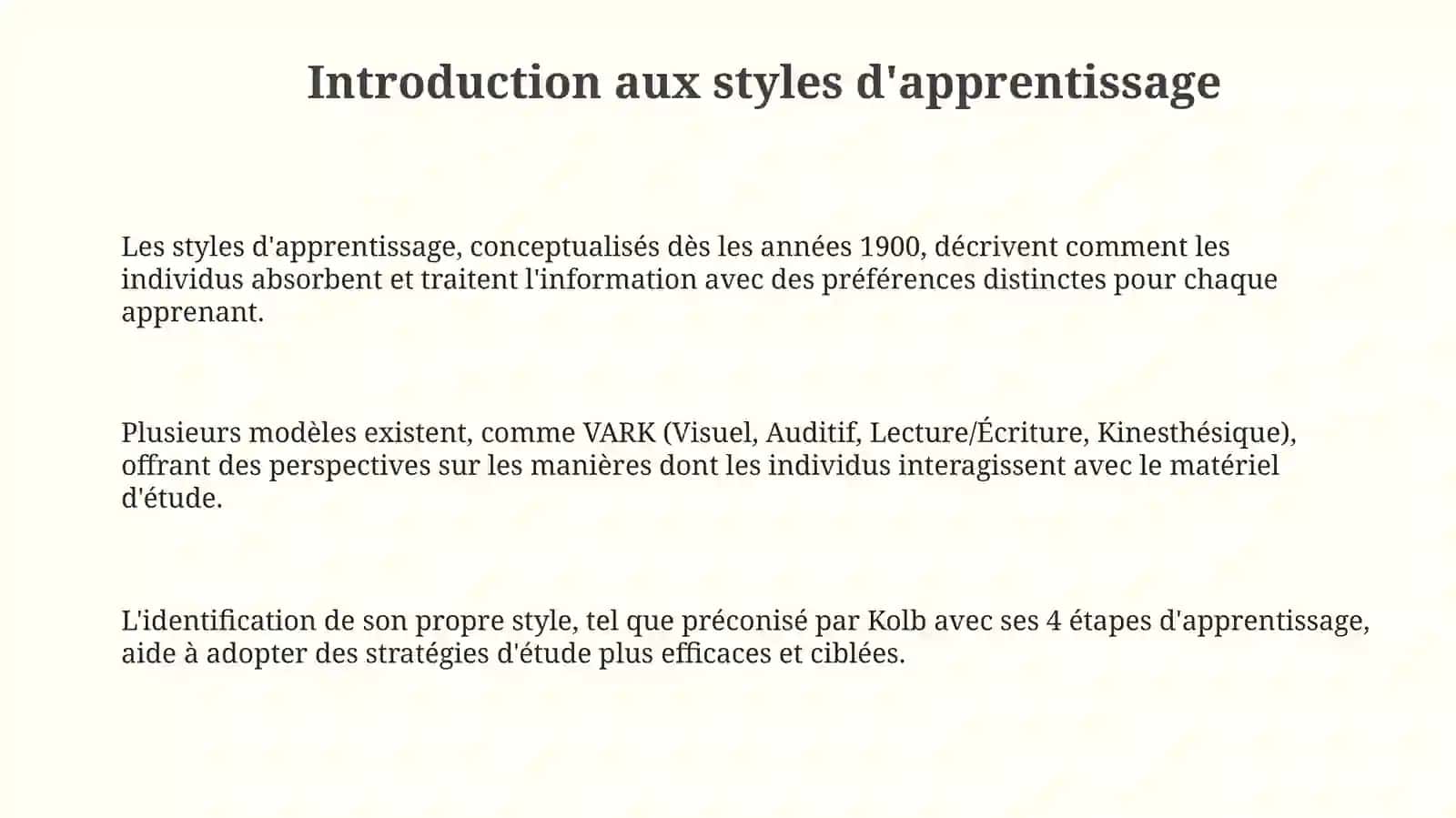 Analyse de ses propres styles d’apprentissage 3