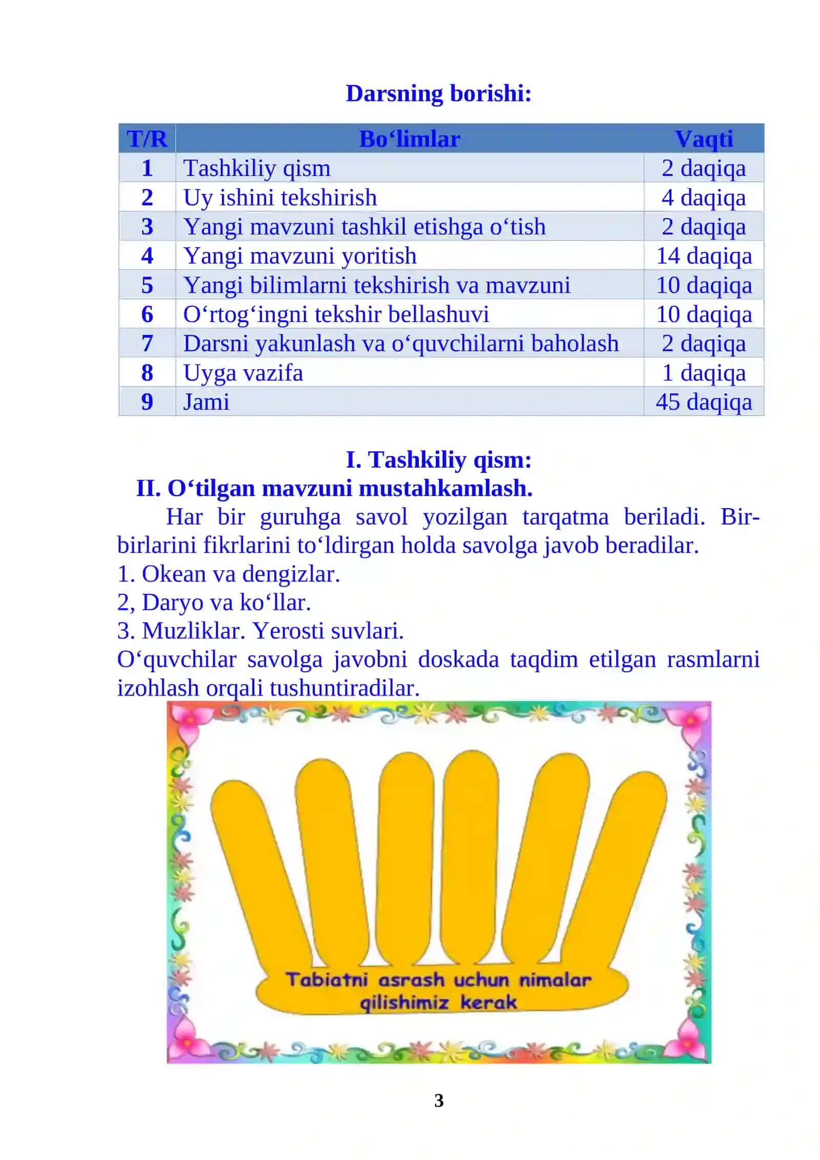 2-sinf o'qish Tabiatni asrash burchimizdir dars ishlanma 3
