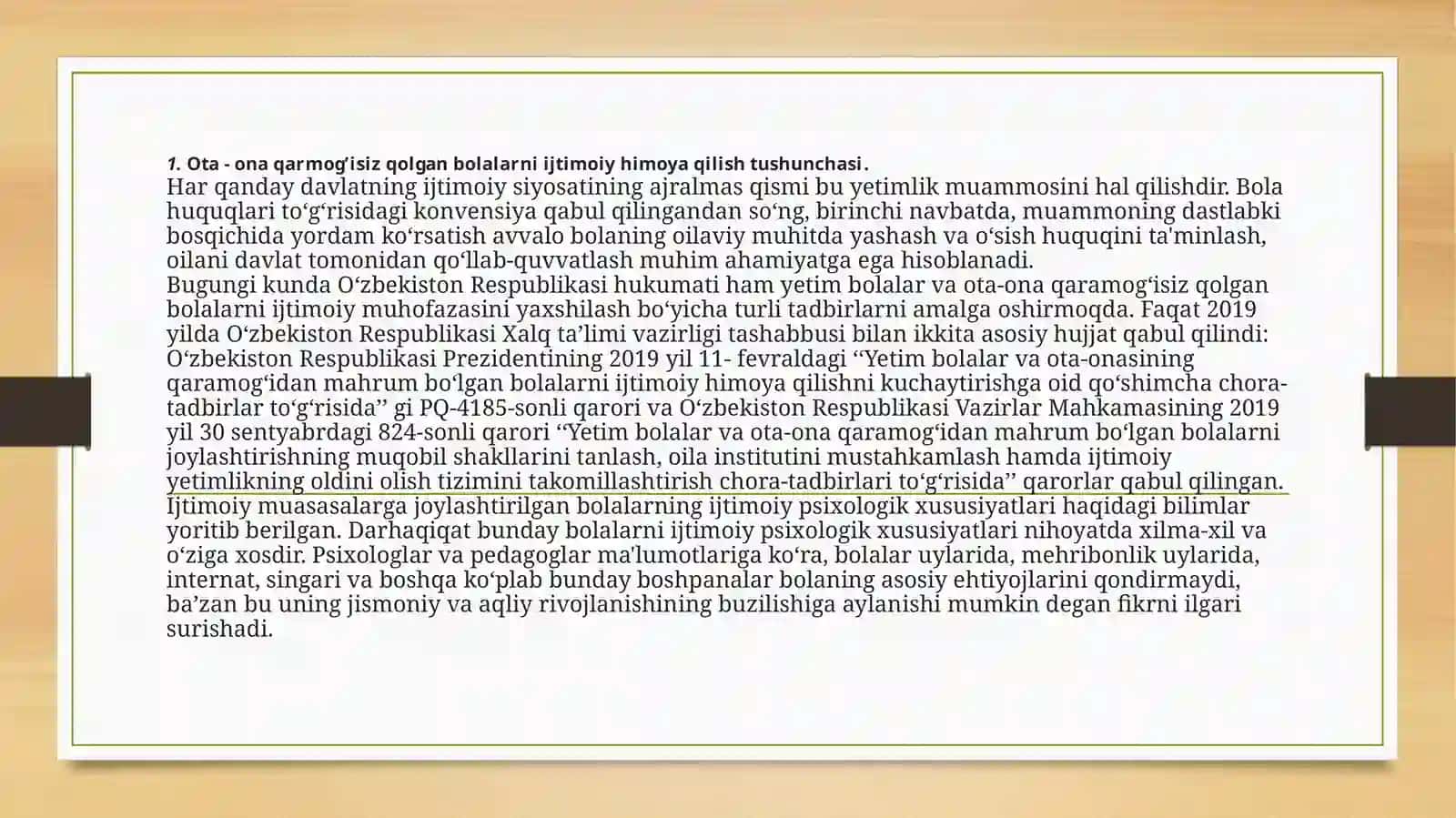 OTA ONA QARMOG’ISIZ QOLGAN BOLALARNI IJTMOIY HIMOYA QILISH 3