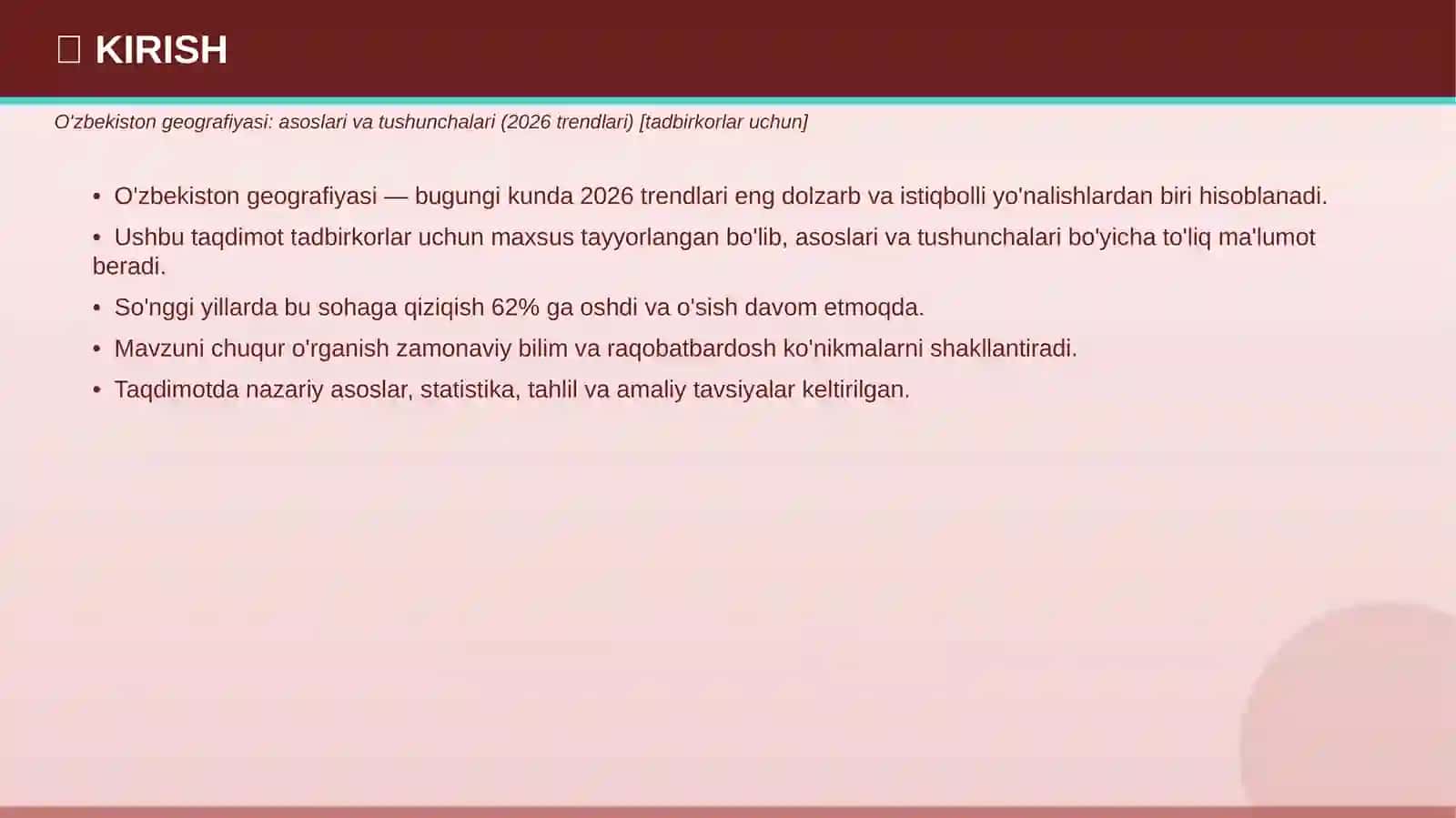 O'ZBEKISTON GEOGRAFIYASI Asoslari va tushunchalari — 2026 trendlari 3