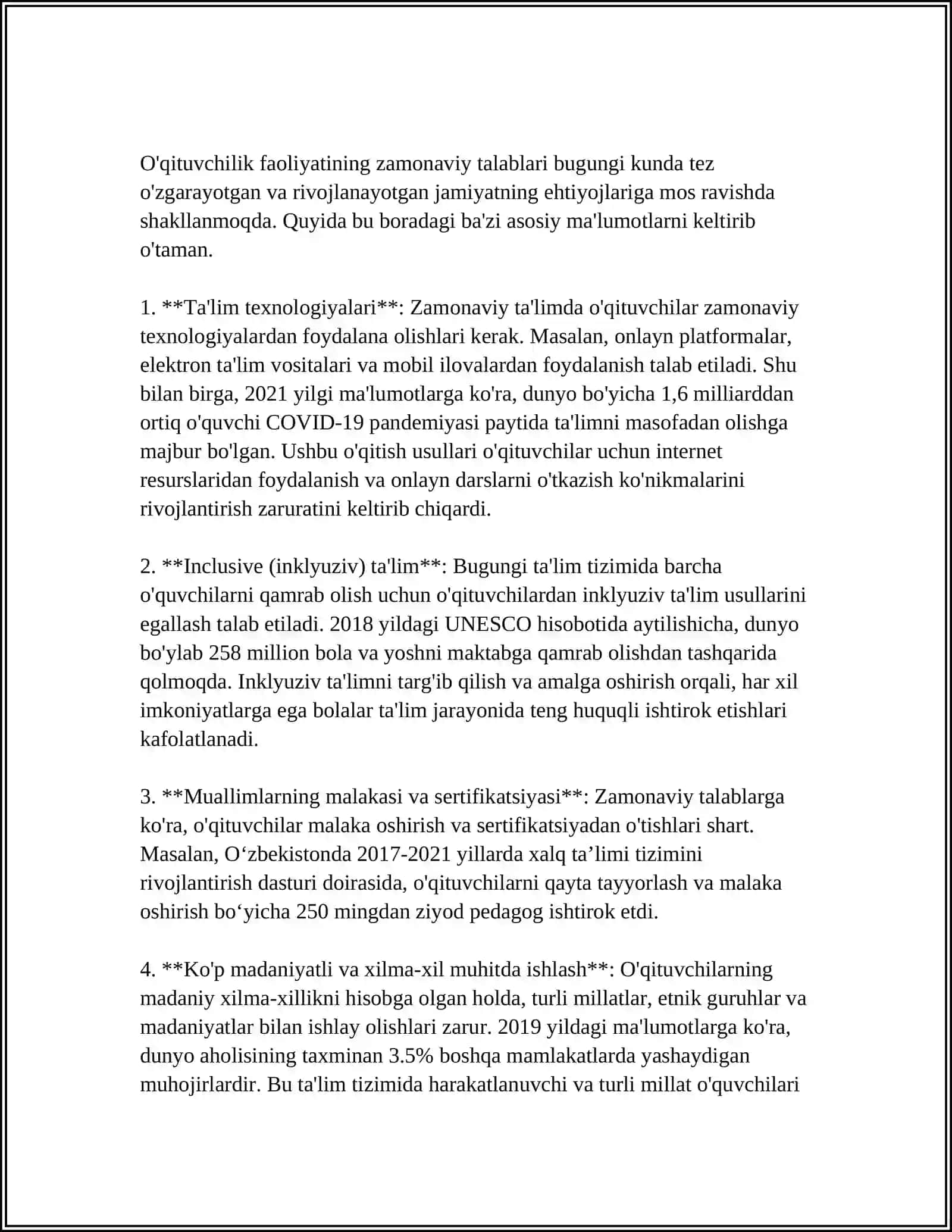 BO'LG'USI O'QITUVCHILARNING KASBIY TAYORGARLIGI DOIRASIDA MALAKA OSHIRISH MUAMMOLAR HOLATI 3