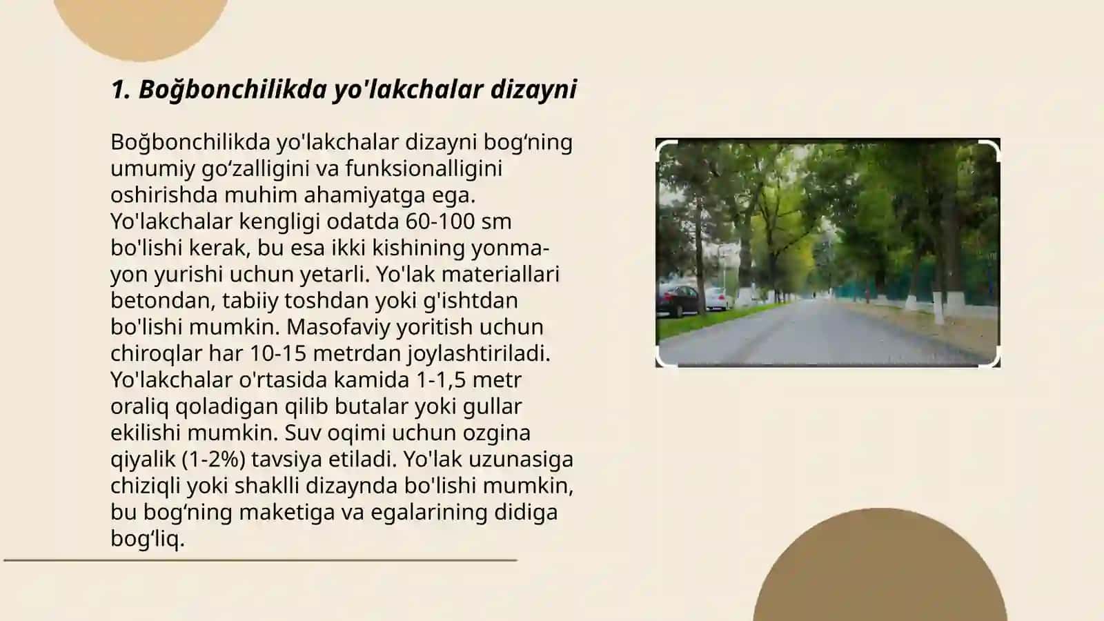 Barpo etiladigan boģ-parglarda yòlakchalar va alleyalar 3