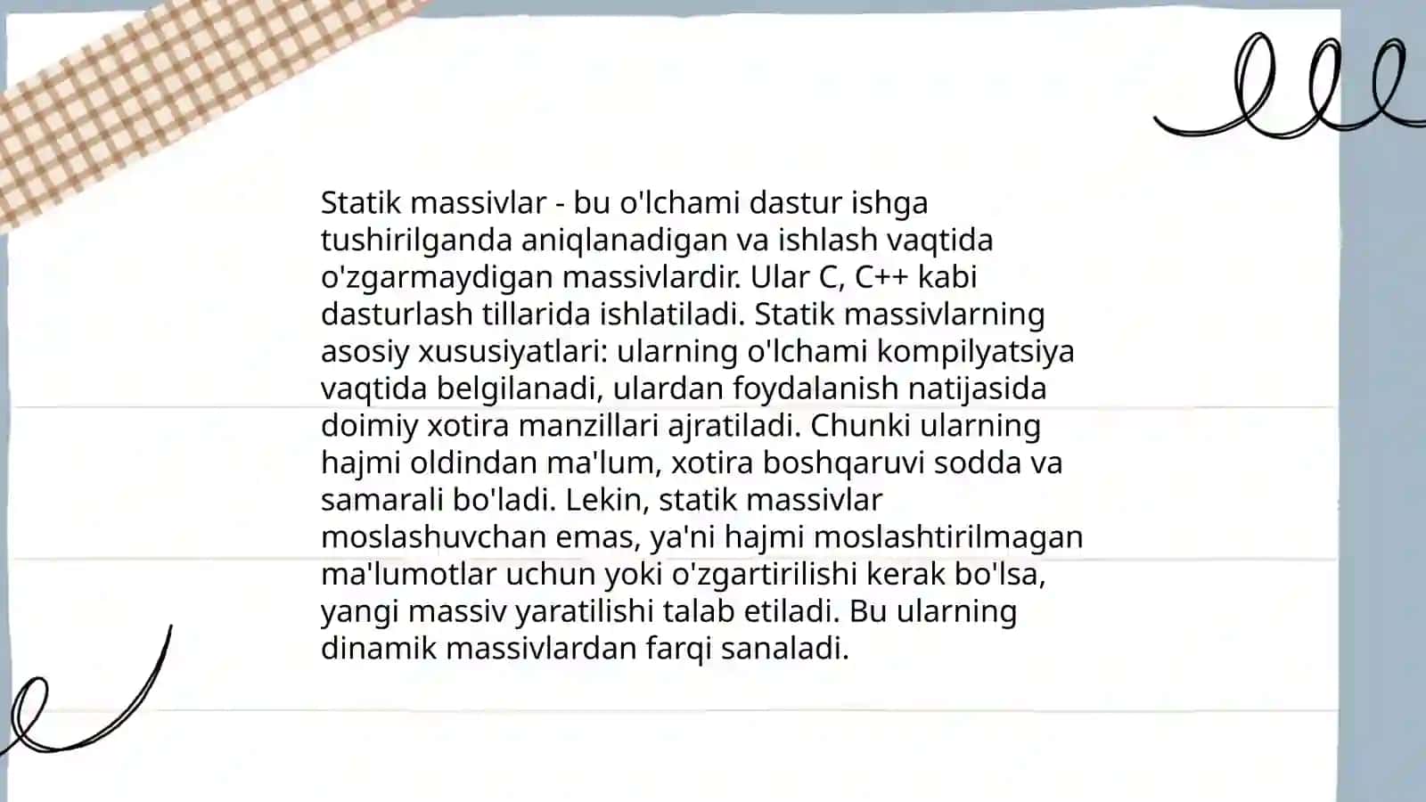Statik va dinamik massivlar 3
