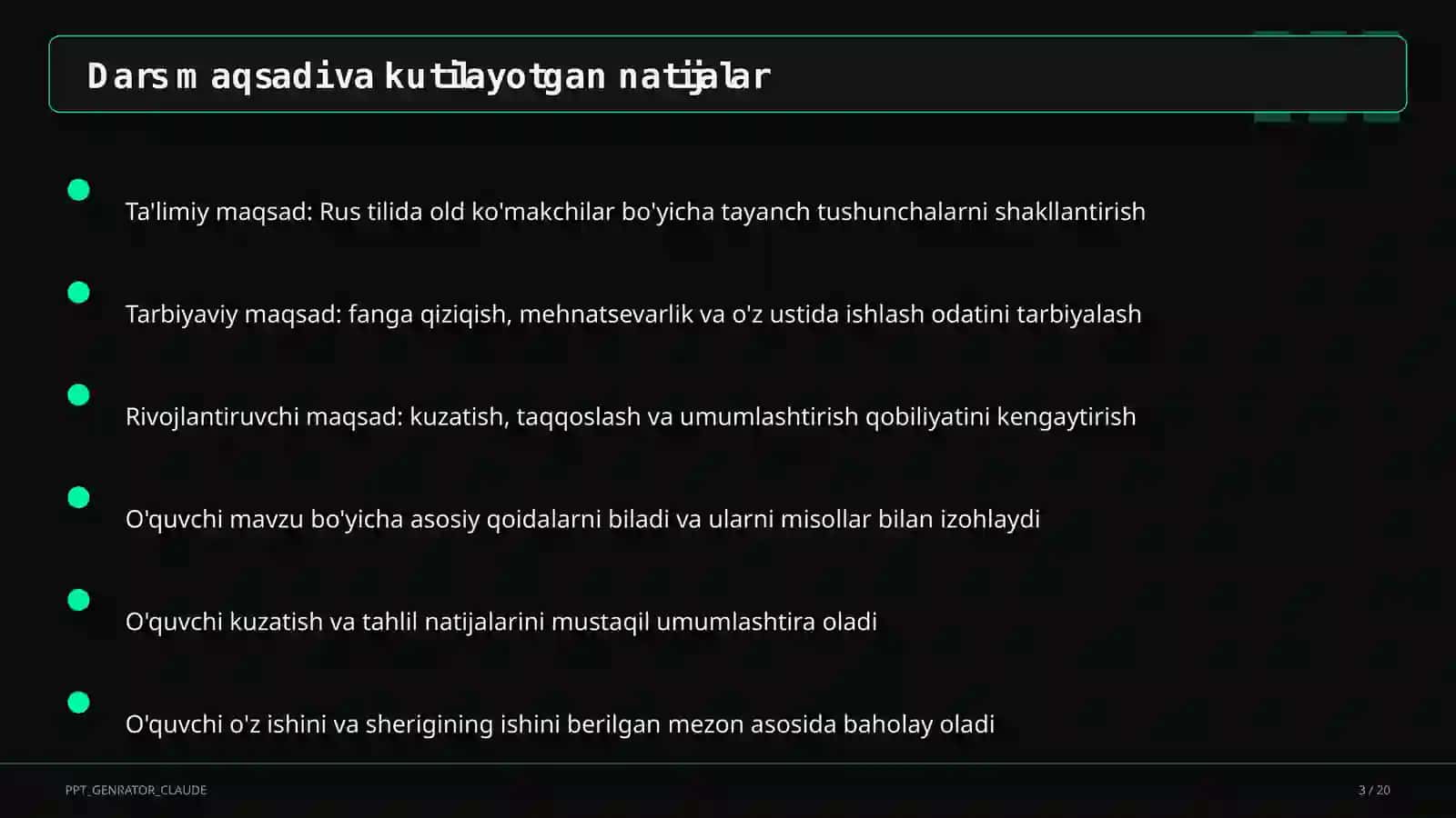 Rus tilida old ko'makchilar (7-sinf) 3