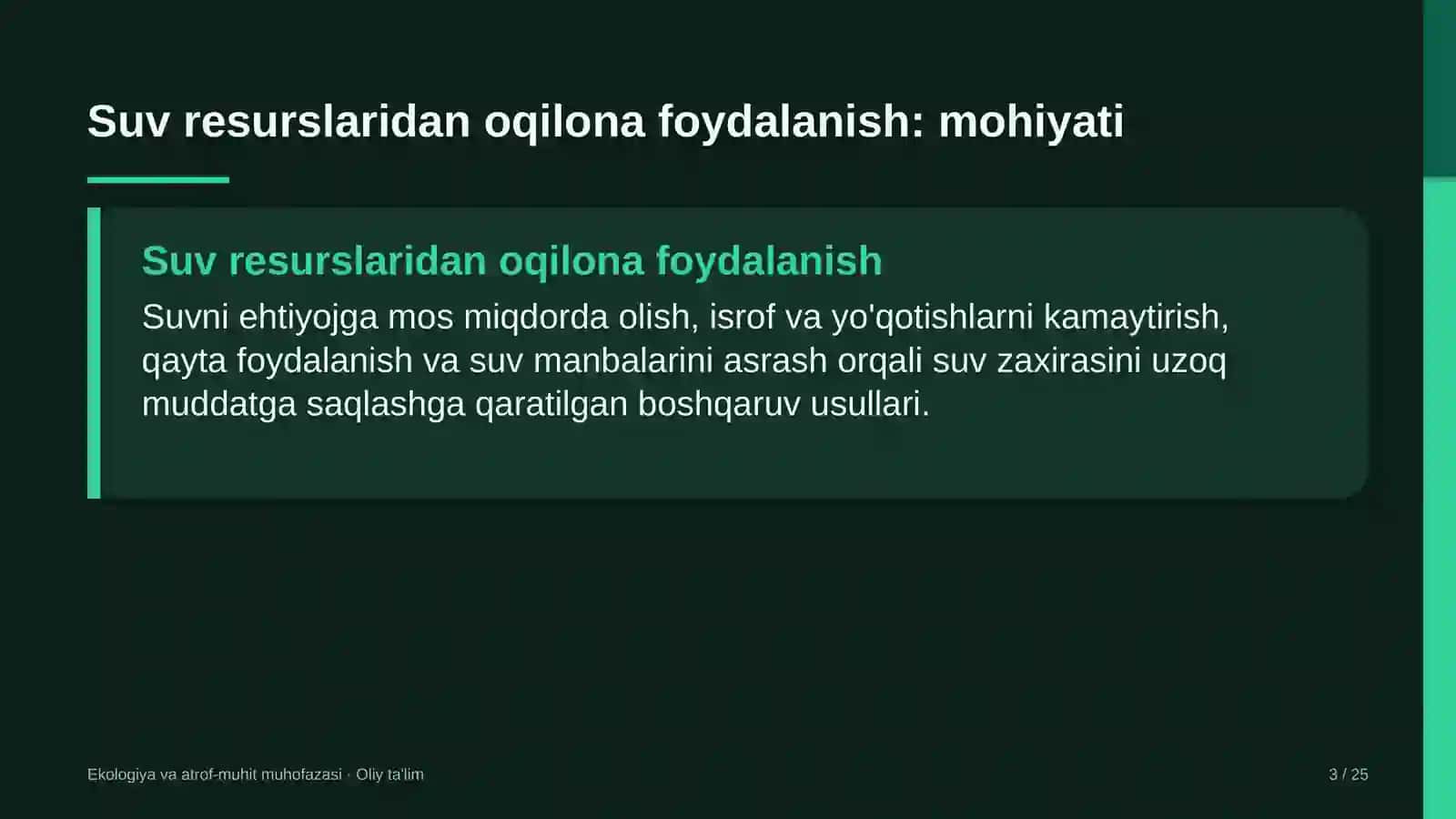 Yer osti gaz omborlarida suv resurslaridan oqilona foydalanish 3