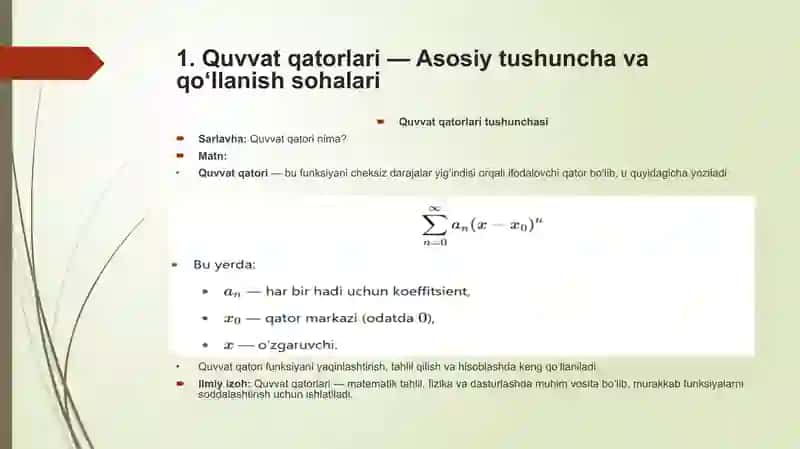 Quvvat qatorlari (Abel teoremasi) 3