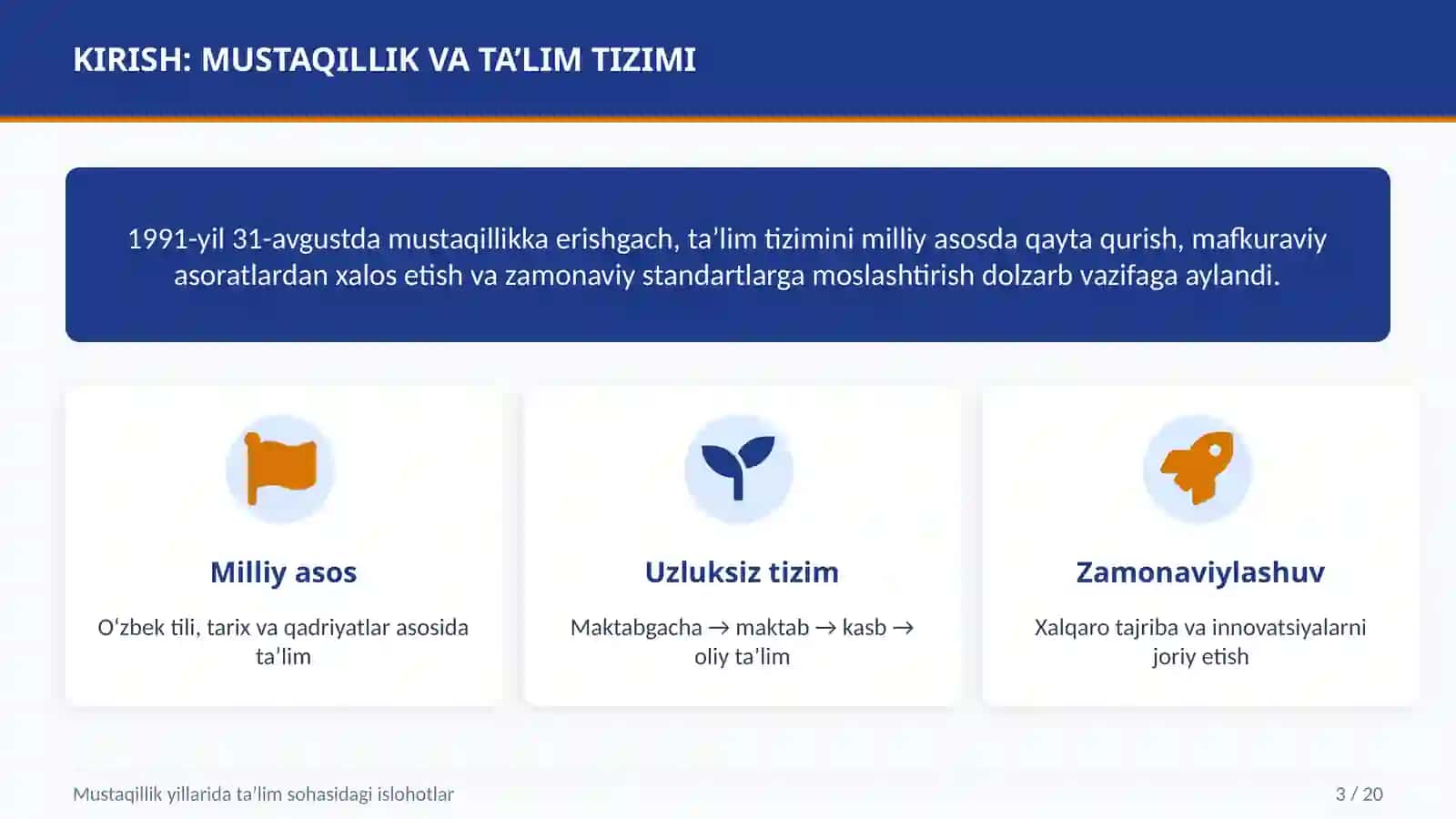 MUSTAQILLIK YILLARIDA TA’LIM SOHASIDAGI ISLOHOTLAR 3
