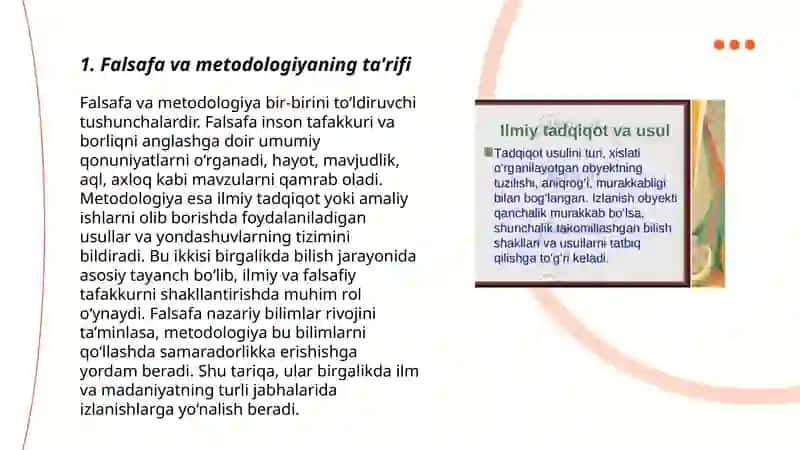 Falsafada metod va metodologiya, metodika tushunchalari 3