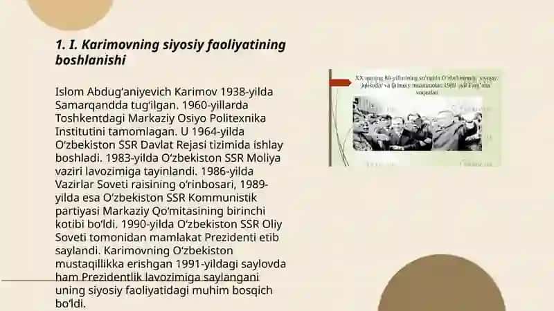 1989-yil oʻrtalarida respublikaning jamiyatlik-siyosiy turmushidagi oʻzgarishlar.I.Karimov-Oʻzbekist 3