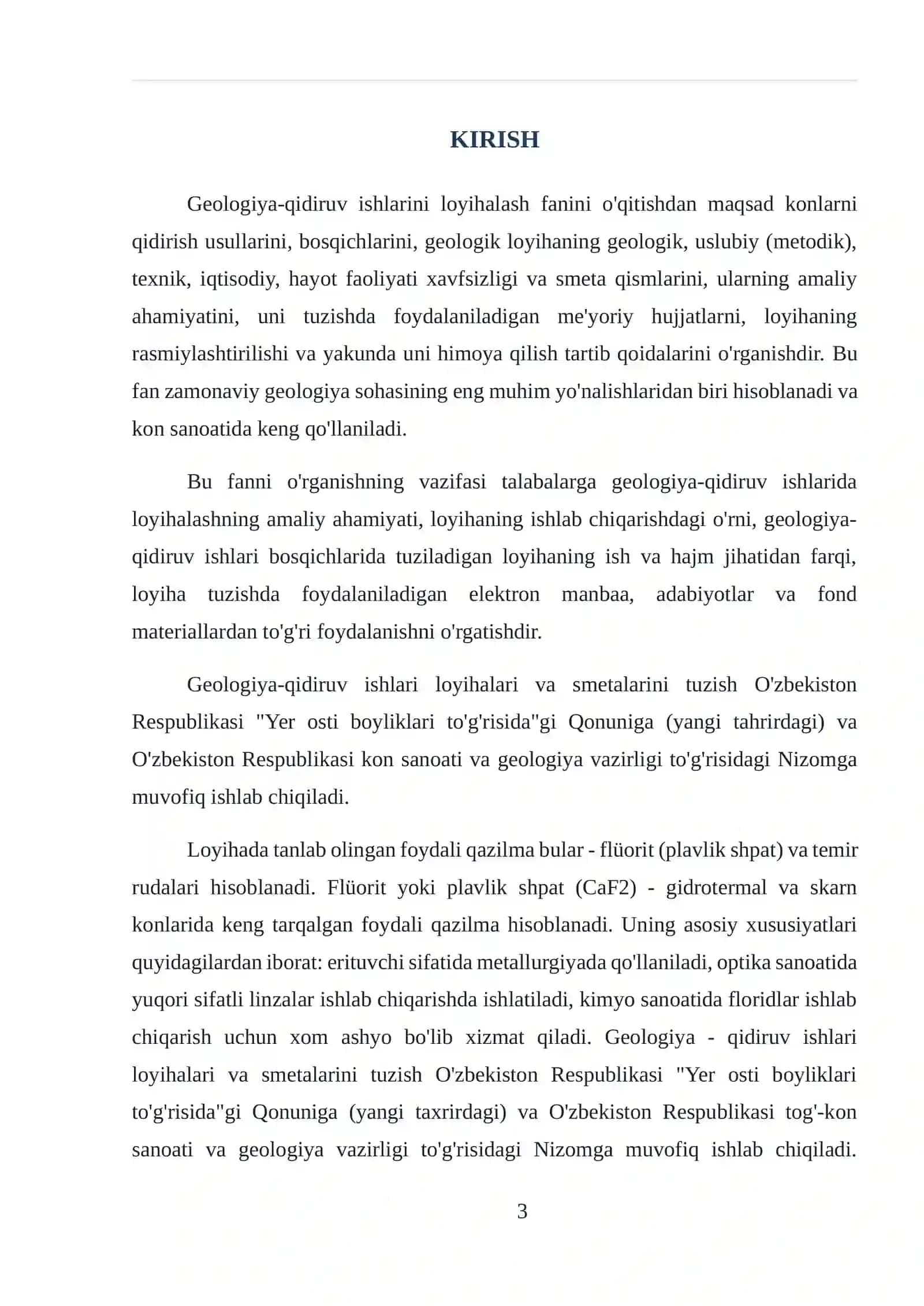 Shabrez konida geologiya-qidiruv ishlarini loyihalash 3