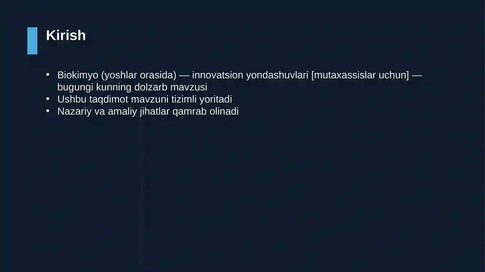 Biokimyo (yoshlar orasida) — innovatsion yondashuvlari [mutaxassislar uchun] 3