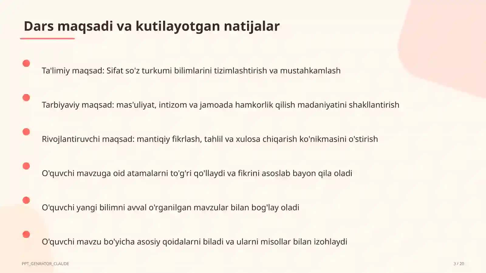 Sifat so'z turkumi (3-sinf) 3