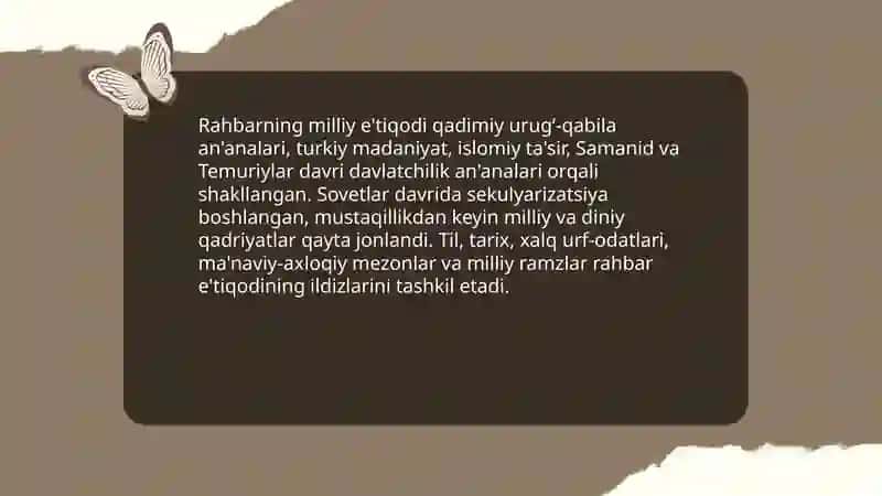 Rahbar shaxsining milliy e'tiqodi va ma'naviy qiyofasi 3
