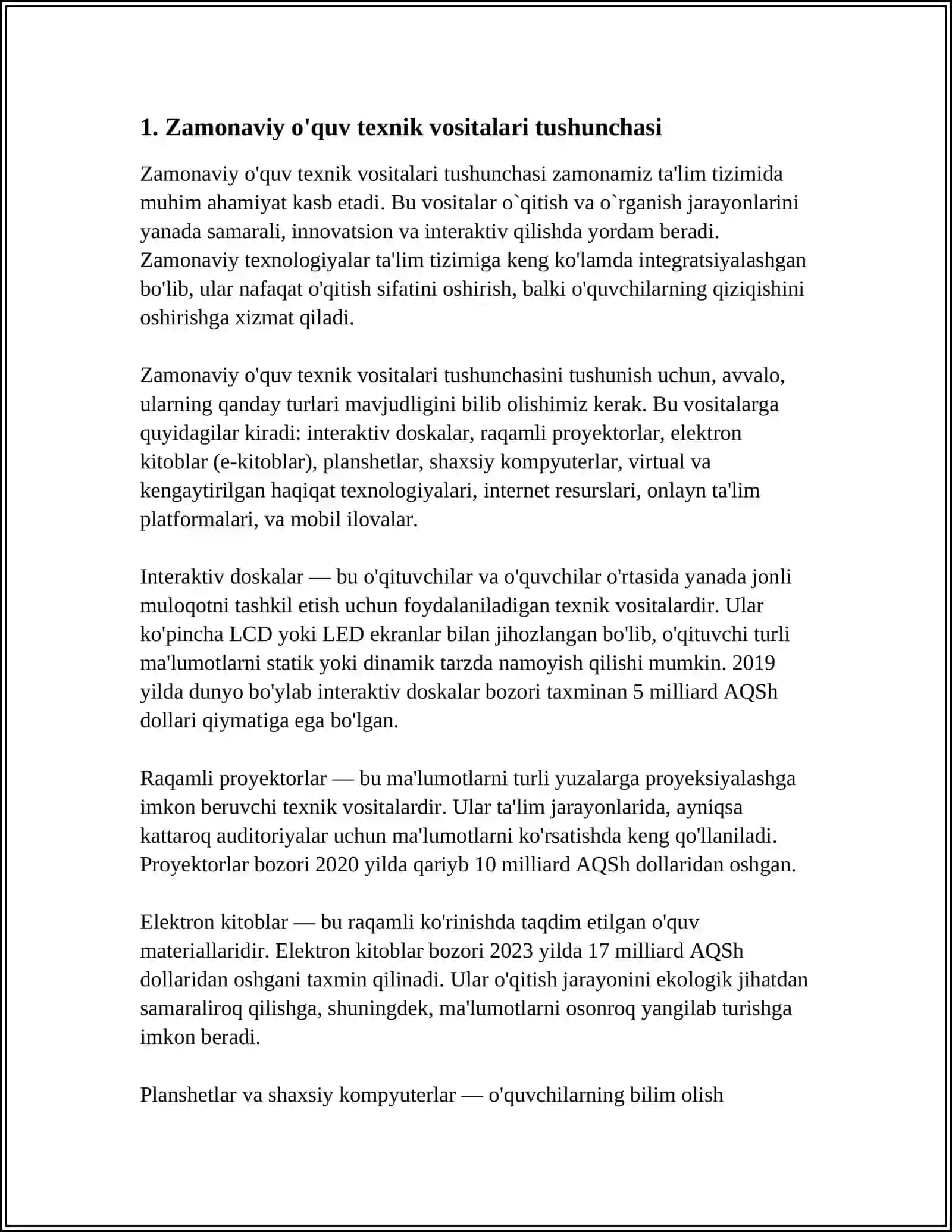 MUSTAQIL ISH Mavzu: ZAMONAVIY O'QUV TEXNIK VOSITALAR VA OPERATSION TIZIM TURLARI 3