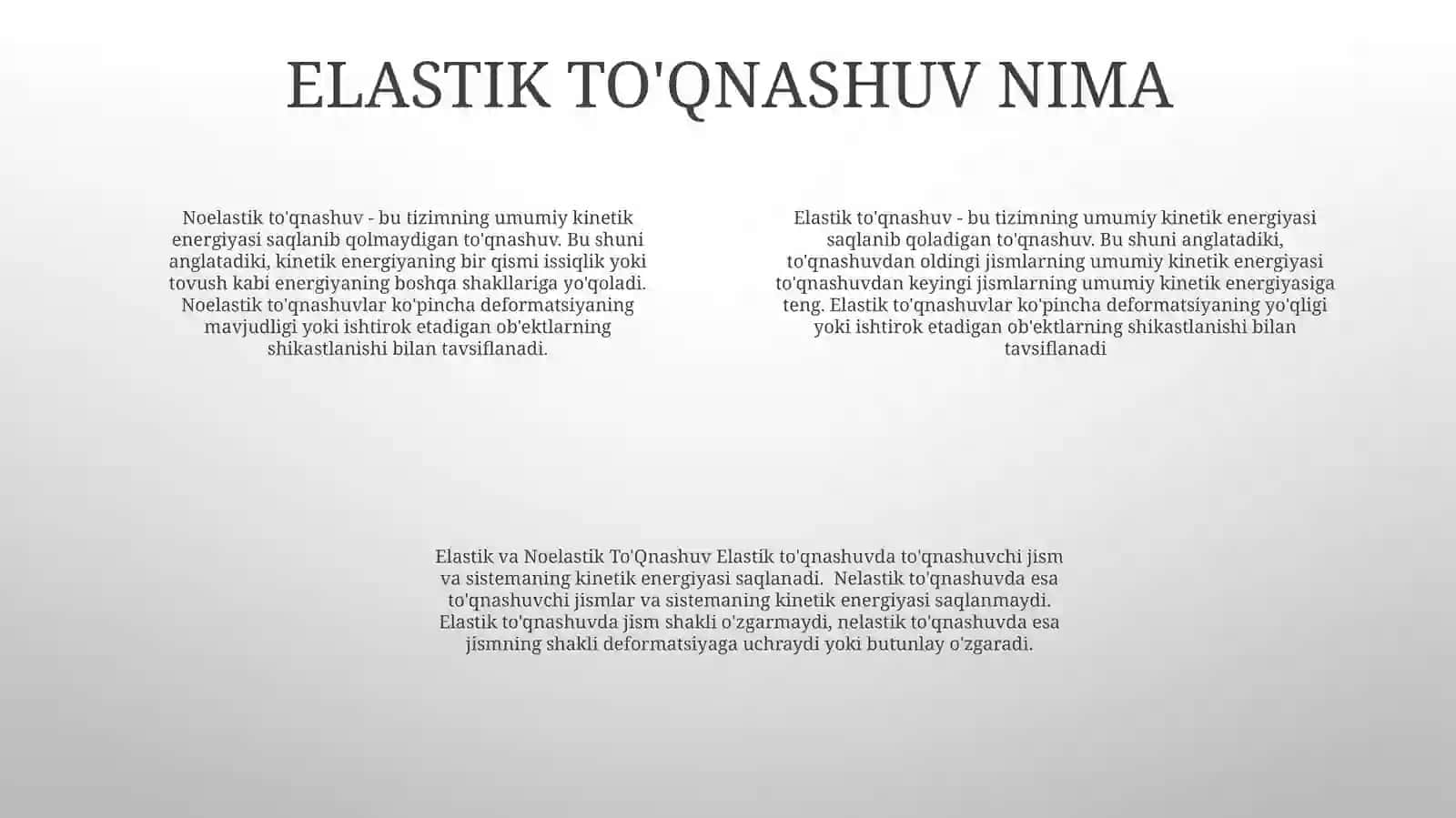 Elastik Va Noelastik To'Qnashuv 3