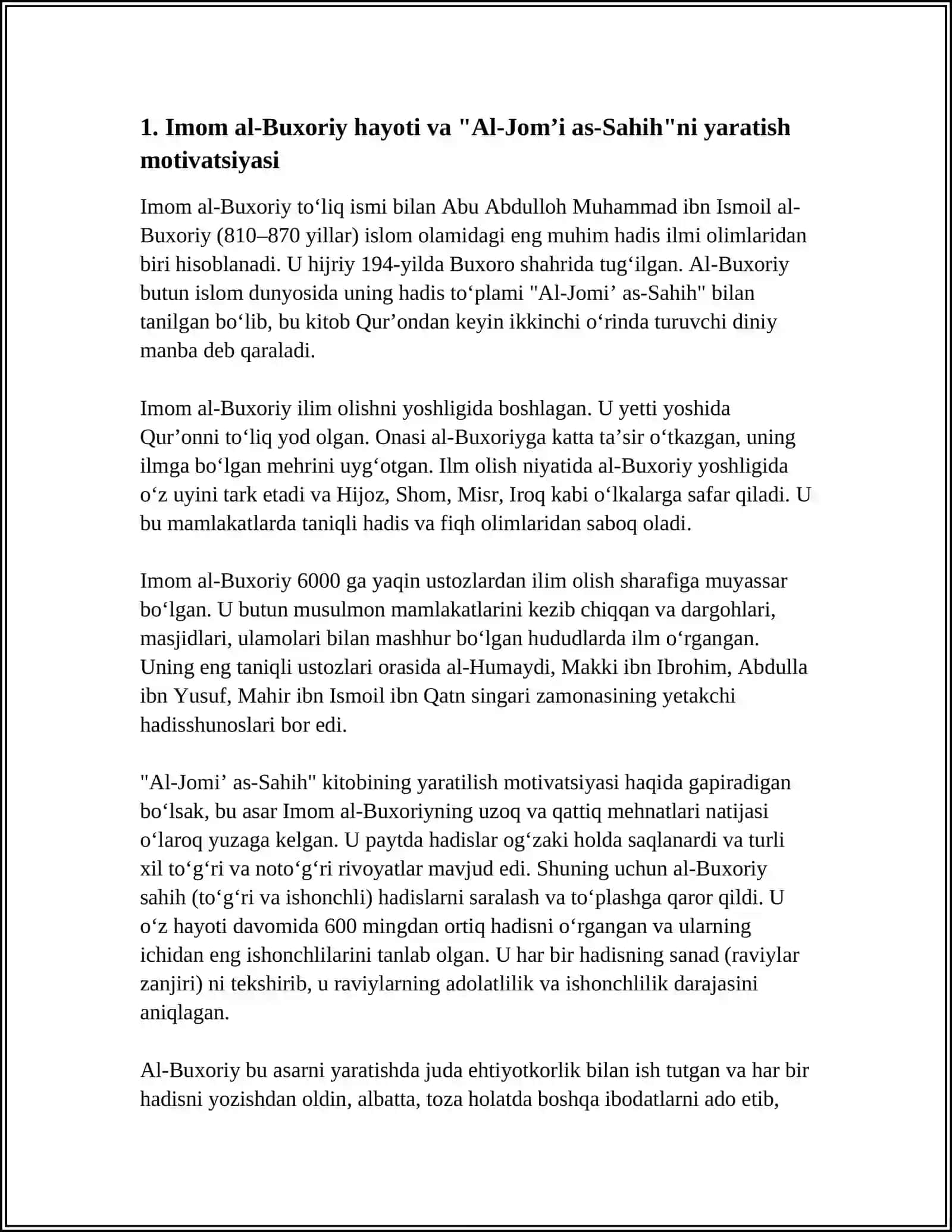 IMOM AL-BUXORIYNING “AL-JOMI’ AS-SAHIH” KITOBI HAQIDA 3