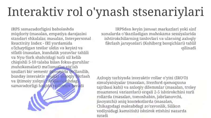 Rol o'ynash va axloqiy vaziyatlar 3