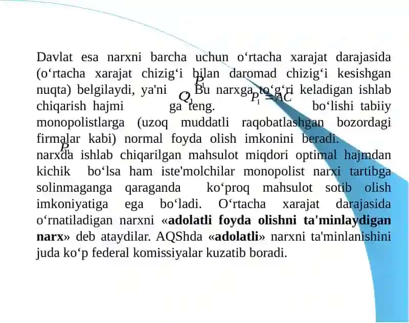 Monopolhokimiyat Sharoitida Narx Belgilash Tarmoqiyillari 3