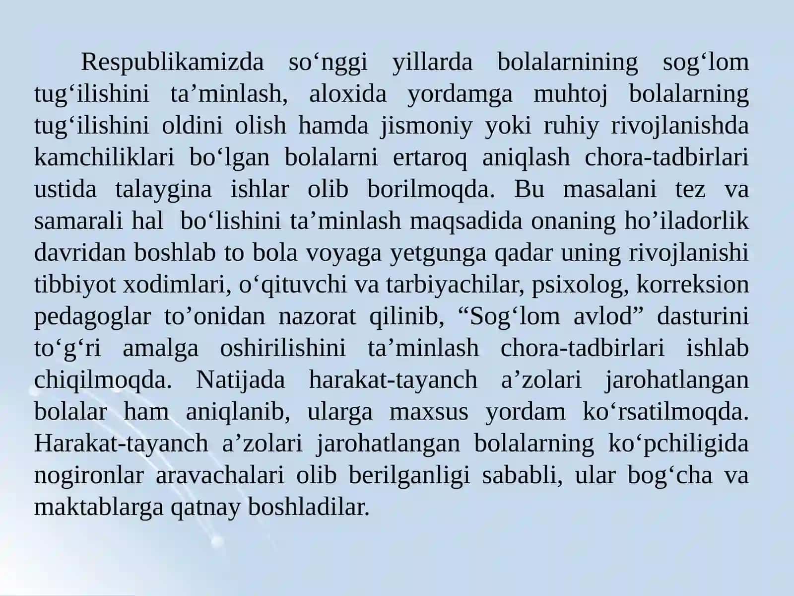 Tayanchharakata’zolaridanuqsonibo’lganbolalarniinkluzivta’limsharoitidao’qitishvatarbiyalash 3