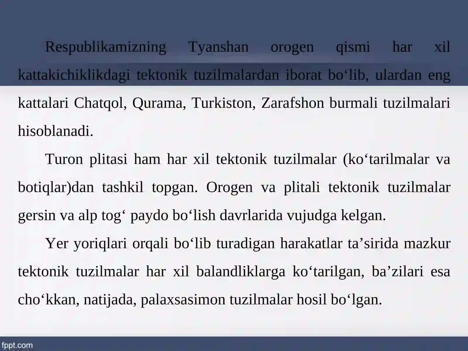 O'zbekistonning geologik tuzilishi va yer yuzasining taraqqiyoti 3