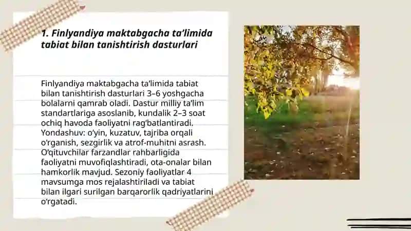 Xorijiy mamlakatlarda tabiat bilan tanishtirish dasturlari Maktabgacha taʼlim tashkilotlarida 3