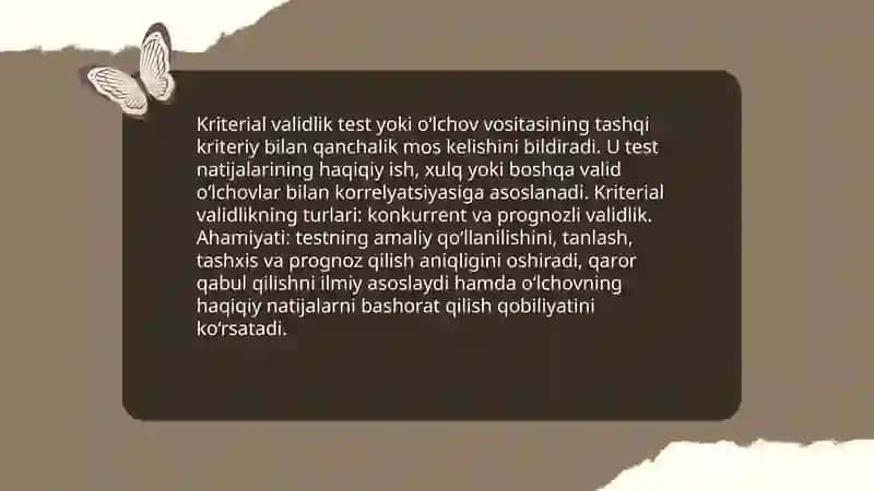 Kriterial validlik va uning turlari 3