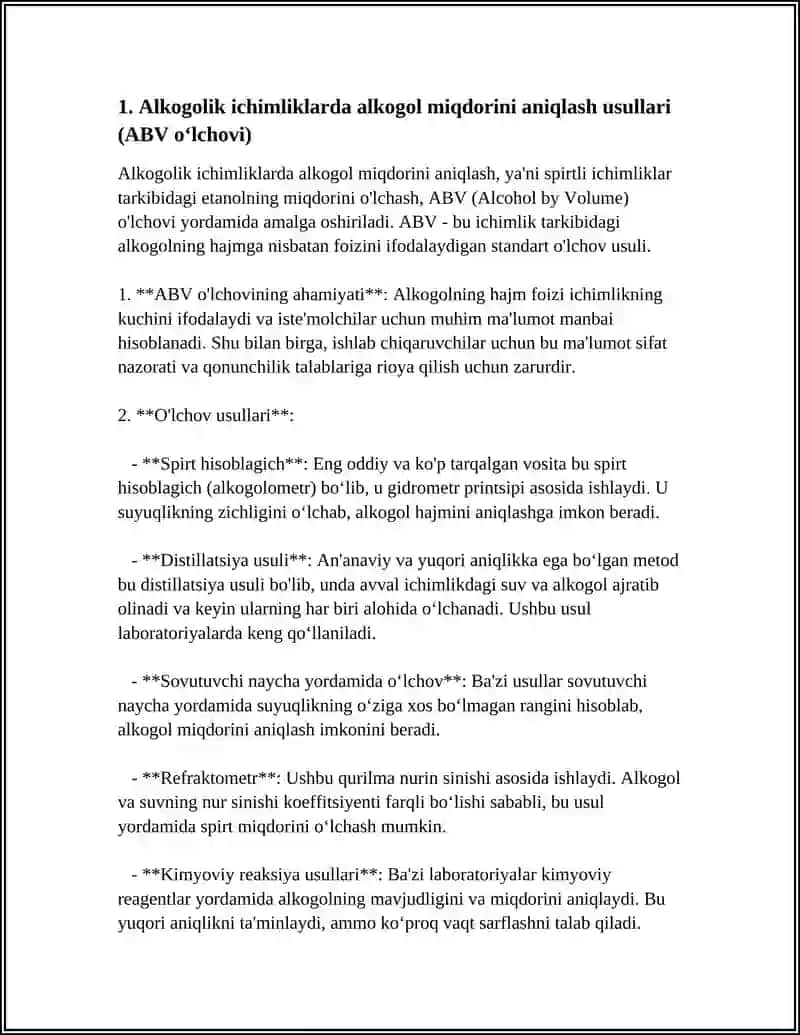 ALKAGOLIK ICHIMLIKLARNI IDINFIKATSIYALASH VA SOXTALIGINI ANIQLASH 3