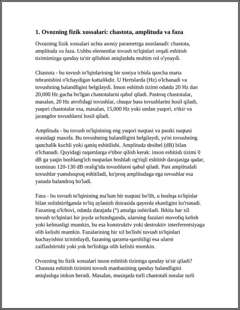 ESHITISH TIZIMINING FIZIK ASOSLARI: TOVUSH TO‘LQINI, REZONANS VA ESHITISH CHEGARALARI 3