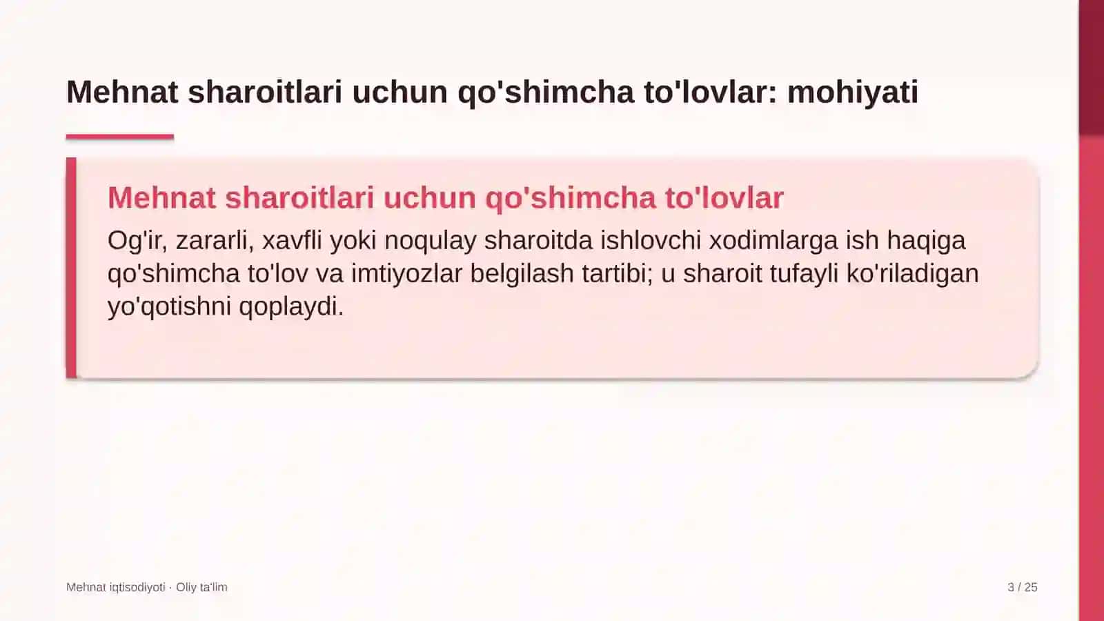 tez tibbiy yordam xizmatida mehnat sharoitlari uchun qo'shimcha to'lovlarni belgilash 7837 3