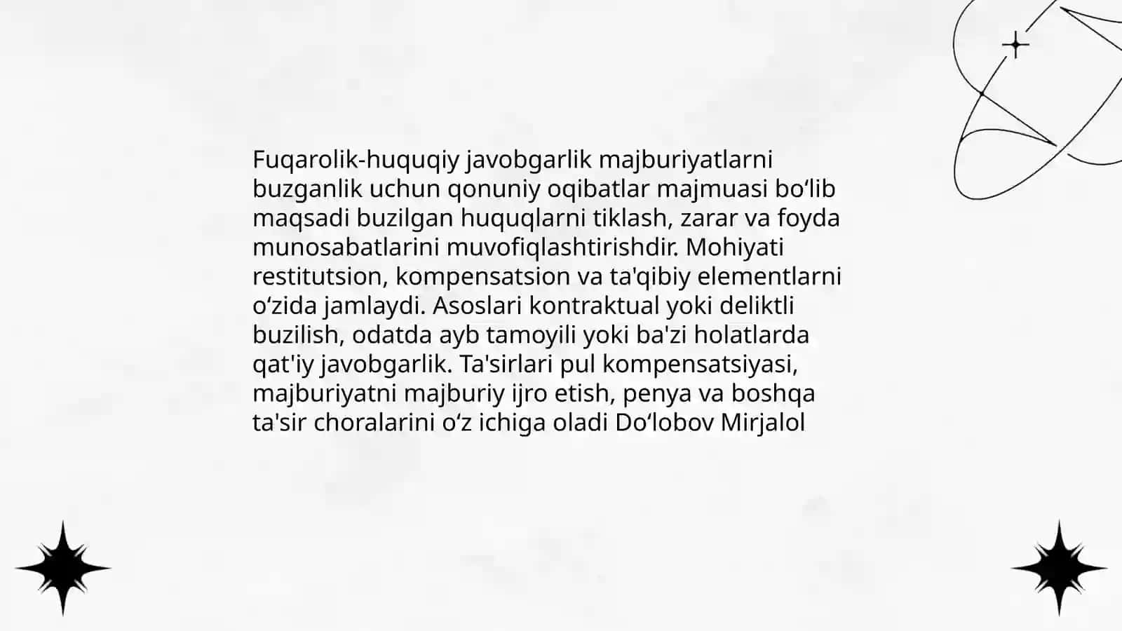 Majburiyatlarni buzganlik uchun javobgarlik. Majburiyatlarni bekor boʻlishi 3
